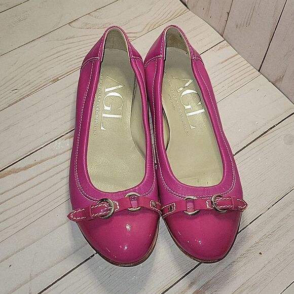AGL ATTILIO GUISTI LEOMBRUNI 35 EU 5 US Ballet Flats Fuchsia Pink Leather ITALY - Picture 1 of 13